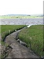 Raised concrete access to the waterside across the muddy foreshore at Exton