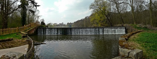Weir below lower lake, Kedleston Hall