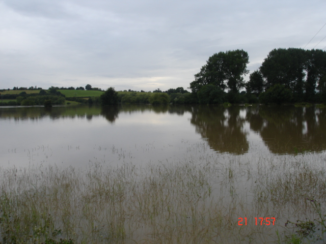 Flooded fields in Birlingham