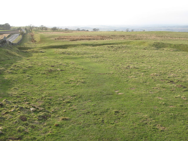 Pastures west of Errington Hill Head and the north defensive ditch of Hadrian's Wall