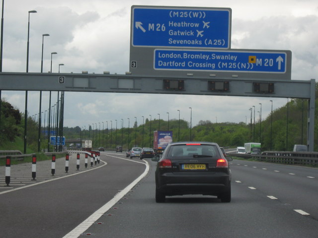 M20 Motorway Heading West, Junction 3... © Roy Hughes :: Geograph ...