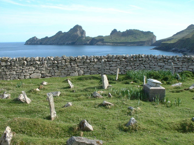 Cemetery with Bagh a' Bhaile or Loch Hiort beyond