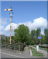 Disused railway signal and station platform at Ogmore Vale