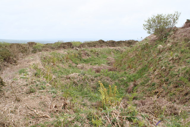 Ditch and rampart at Caer Bran hill fort