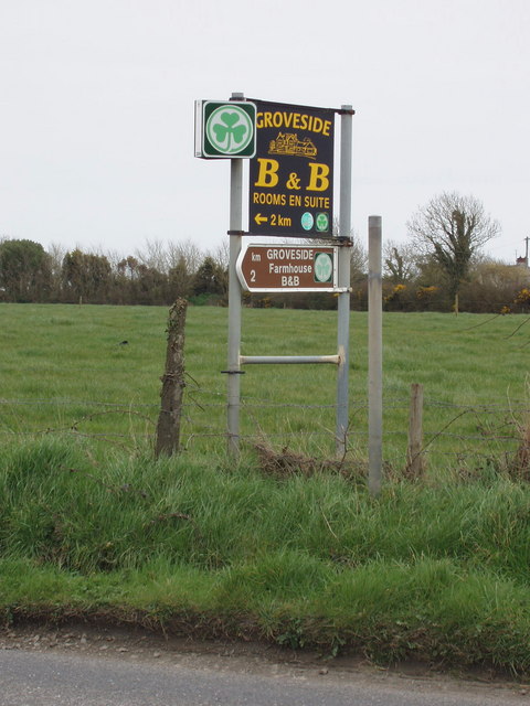 Shamrock symbol shows approved accommodation, near Kilmore