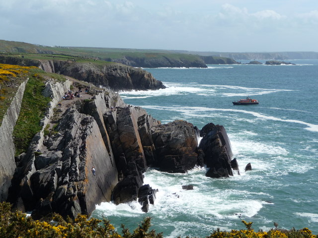 The St. David's lifeboat stands off Porthclais