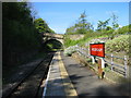 NZ0736 : Wolsingham railway station platform and road bridge by Les Hull