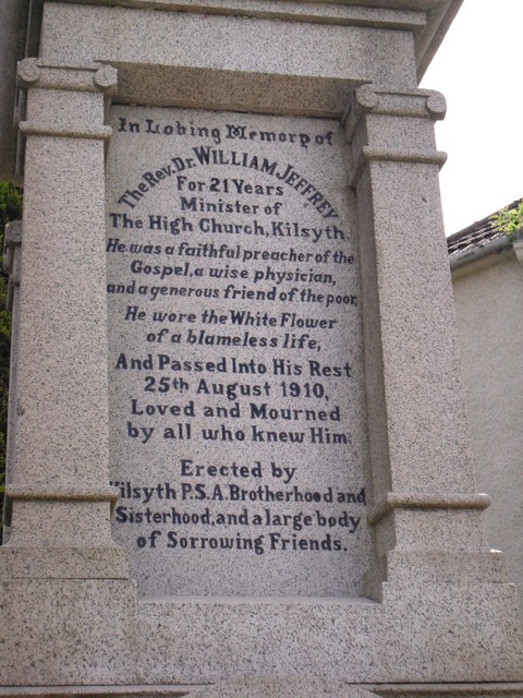 Memorial inscription for The Rev. Dr. William Jeffrey
