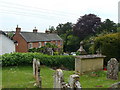 View of houses from churchyard