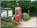 Telephone box by the parish notice board, Plymtree