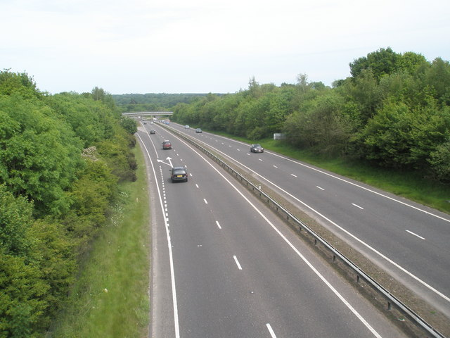 Looking eastwards on the A3 from the Hangers Way Footbridge