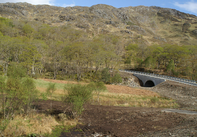 The new bridge carrying the Road to the Isles over Beasdale Burn