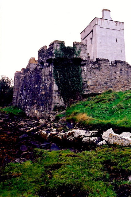 Doe Castle - Exterior view of castle walls & tower