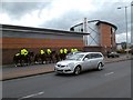 NS5564 : Horses and Police station at Edmiston Drive/Helen Street junction by Colin Wilson