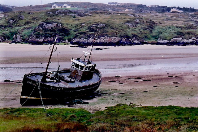 The Rosses - Fishing boat grounded at Cruit Island