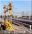 Overhead maintenance platforms west of Rugby railway station