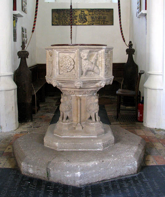The church of St Remigius - C15 baptismal font