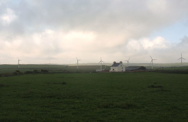 View across grazing land towards Buarth y Foel farmhouse