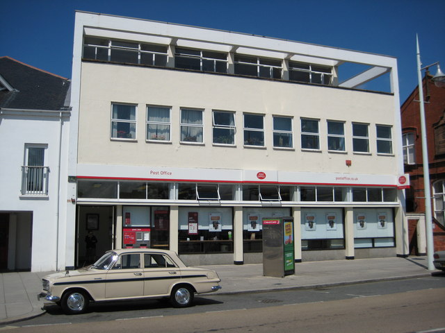 Bideford Post Office and a 1960s car