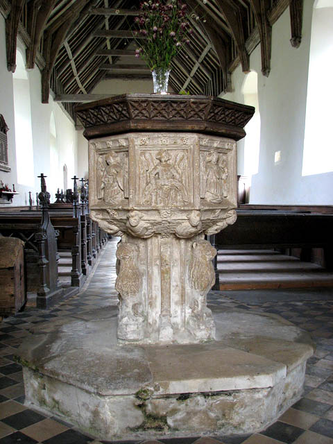 St George's Church - C15 baptismal font © Evelyn Simak :: Geograph ...