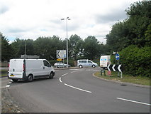 SU5901 : Van emerging from Brockhurst Road onto the roundabout by Fort Brockhurst by Basher Eyre