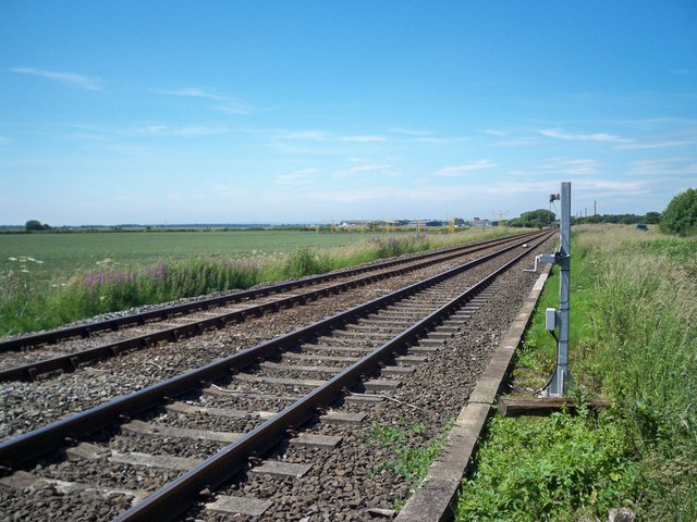 Road, rail and landing strip near Durham tees Valley Airport