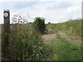 Waymark for the Nene Way long distance footpath near Little Addington