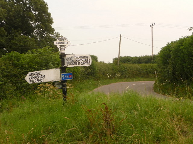 Sandhills: signpost at the Chalmington turn