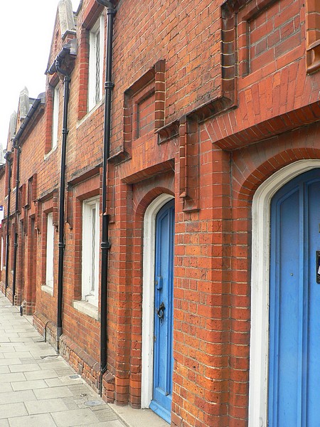 Doors of Almshouses, Dame Alice Street, Bedford