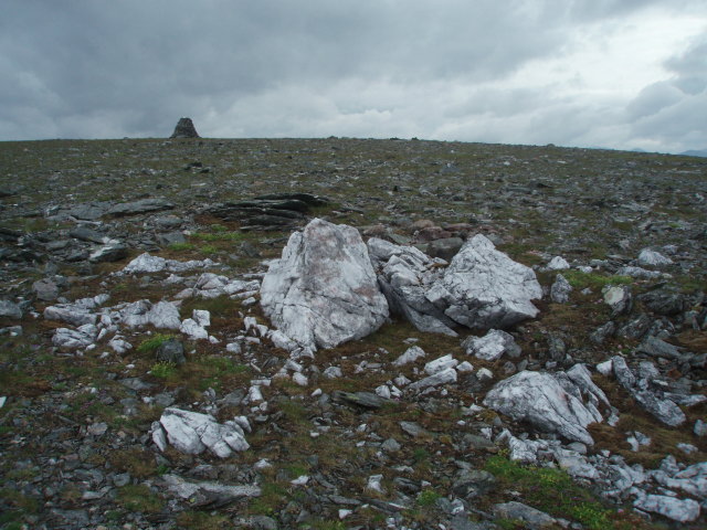 Quartz boulders, summit slopes, Beinn Lair