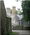 SH4384 : The chimneys of Llwydiarth-Esgob manor by Eric Jones