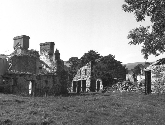 Ruins of mining settlement, near Lady Isabella waterwheel, Laxey