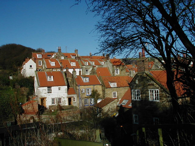 View across the rooftops in Robin Hoods Bay