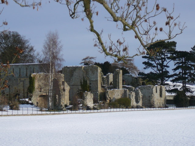 Jervaulx Abbey in the snow
