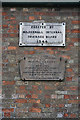 Memorial on wall of old pumping station