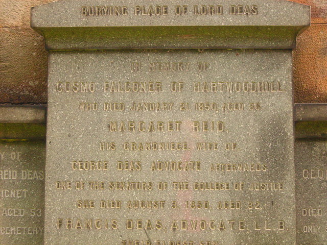 Gravestone of George Deas with members of family and brother Cosmo Falconer