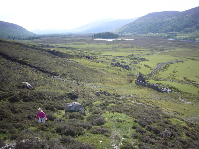 View southwest down Glen Carron from Arineckaig abandoned village