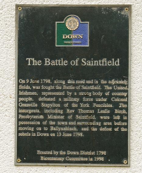 Battle of Saintfield plaque, Saintfield