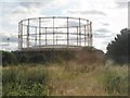 Gasholder frame by the railway