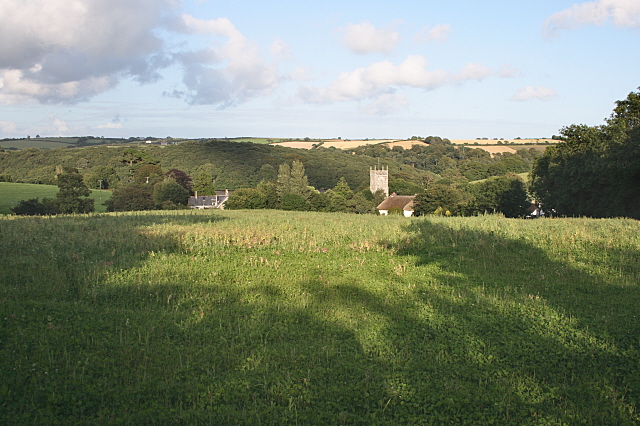 Looking across grassland towards St. Clement