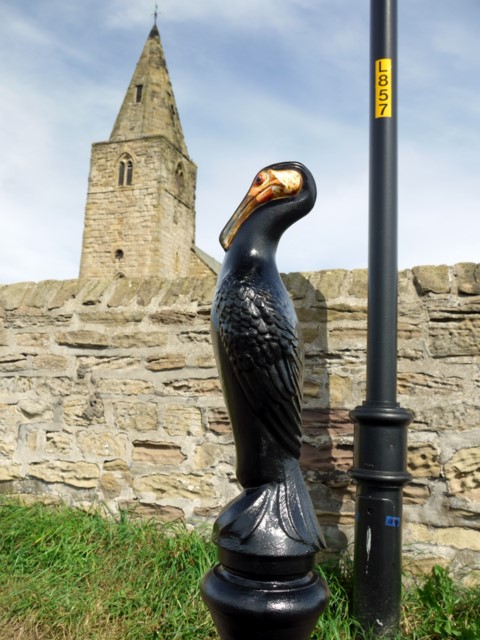 Cormorant bollard at Church Point, Newbiggin by the Sea