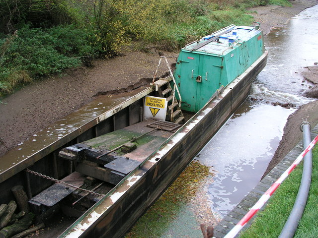 Old lock gates in beached barge