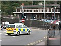 British Transport Police vehicle entering the concourse of Bangor Station