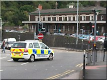 SH5771 : British Transport Police vehicle entering the concourse of Bangor Station by Eric Jones