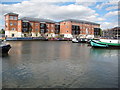 Narrowboats and barges in Diglis Basin