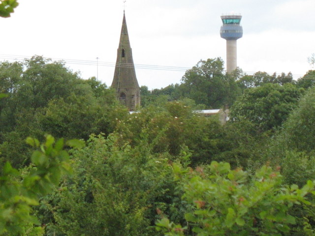 Church and control tower in strange juxtaposition