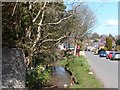 Factory brook and telephone box Llanbethian