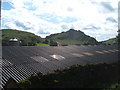 Barn roof at Dowall Hall Farm, with Parkhouse Hill