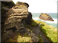SX0991 : Boscastle: rock strata on Penally Point by Chris Downer