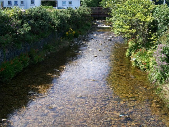 The placid Glen River above the A2 bridge